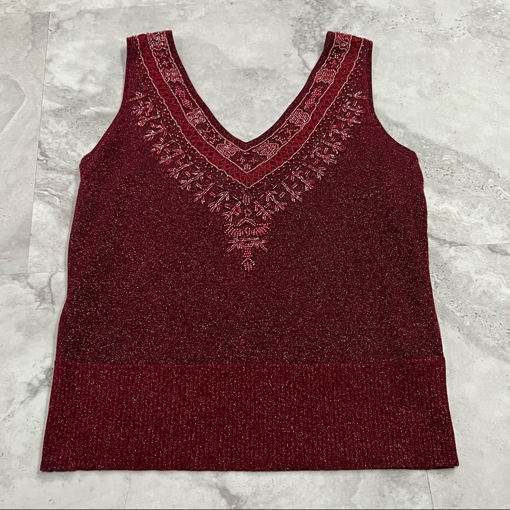 Christine Phillipe Beaded Sweater Tank Top Size‎ Large L